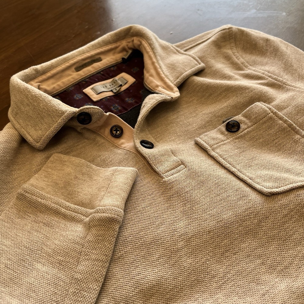 Ted Baker London Mens 5 Gray Quarter Zip Long Sleeve Pullover Shirt